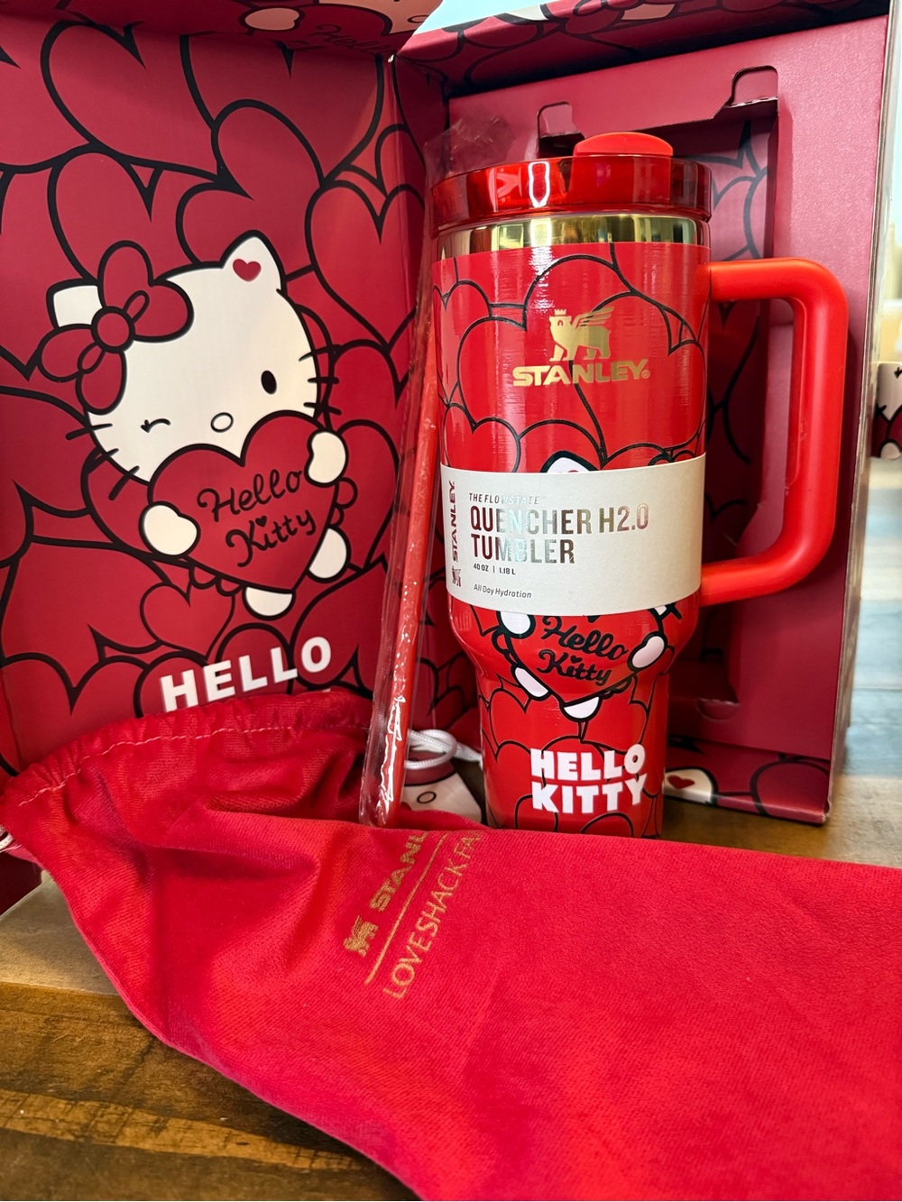 Stanley Red Hearts With Character Quencher Tumbler, 40oz